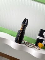 CC 25A Clutch With Chain 18cm Beige Suede Black Calfskin