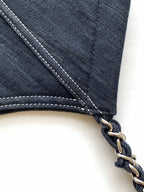 Chanel 25 Tote Bag Navy Blue 48cm Denim Leather 289494