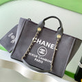 CC 2025 Deauville Tote Bag Gray Canvas
