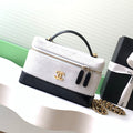 Chanel 2026 Vanity With Chain 19.5cm White Black Suede Lambskin 348254