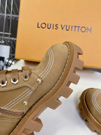 LV Checker Ankle Boots Brown Suede