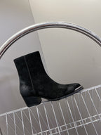CELINE 25 Cowboy Boots Black Suede 434418