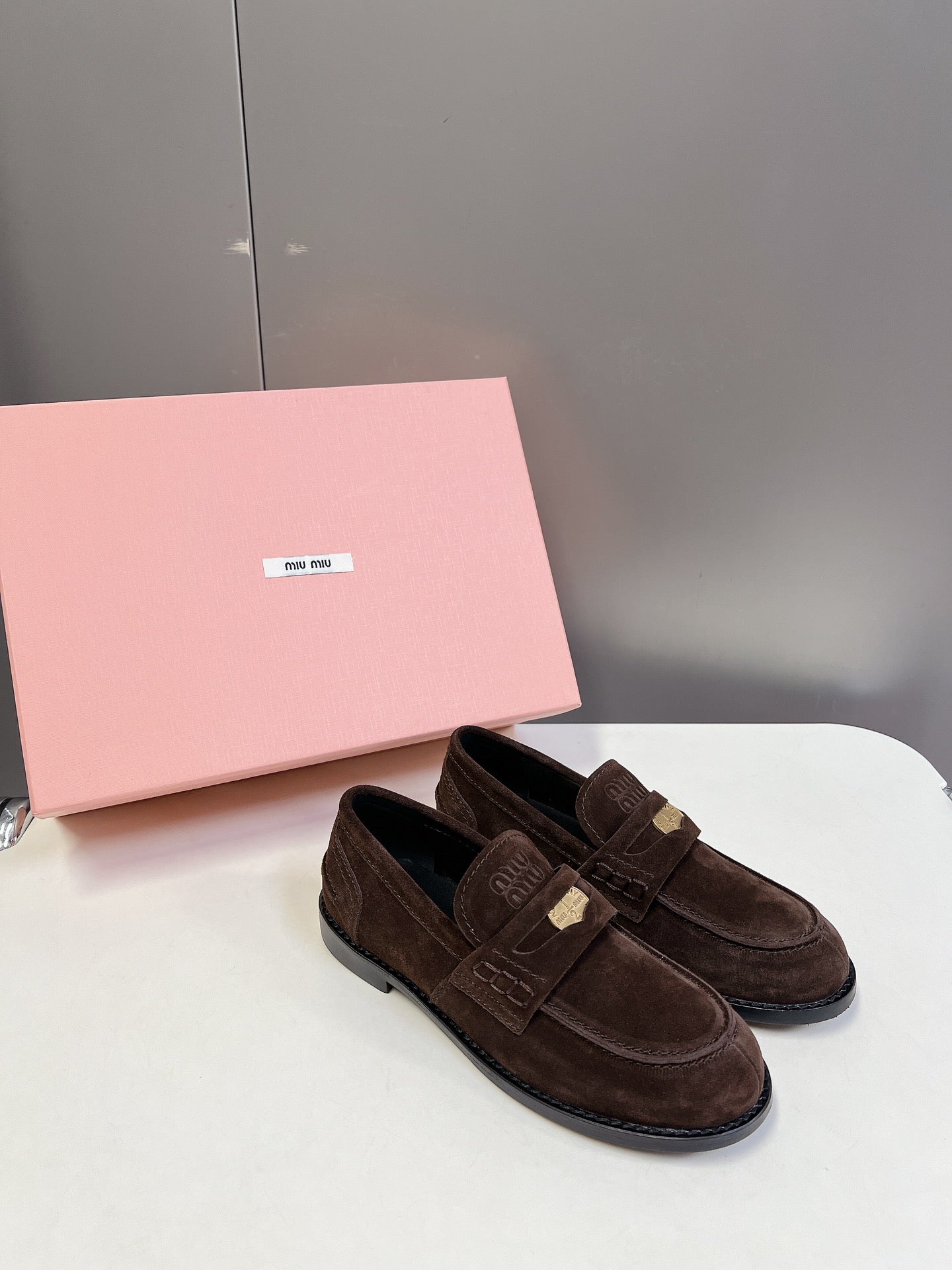 Miu Loafers   Dark Brown Suede