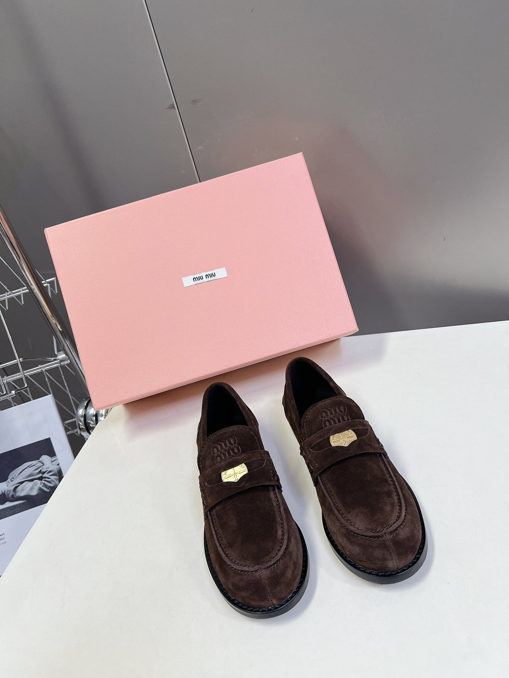 Miu Loafers   Dark Brown Suede