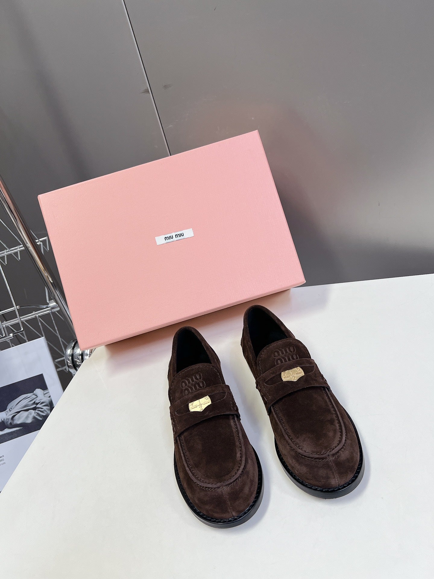 Miu Loafers   Dark Brown Suede