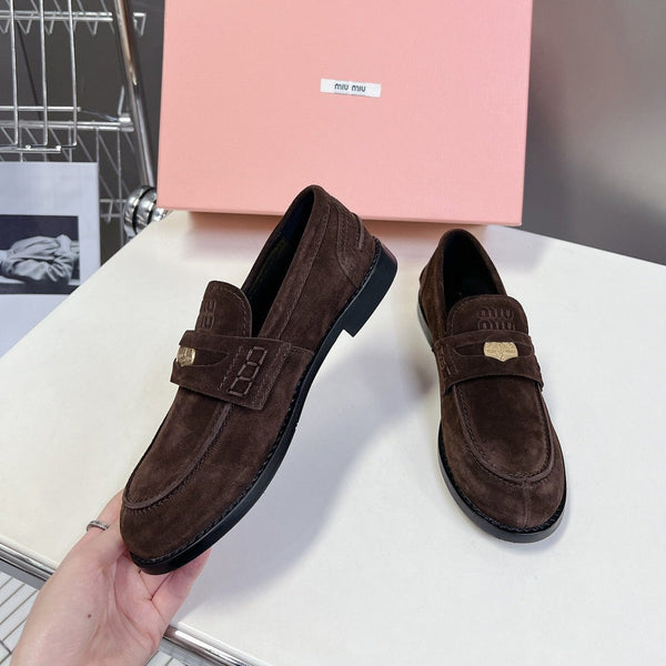 Miu Loafers   Dark Brown Suede