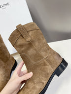 CELINE 25 cowboy boots light brown suede 434411