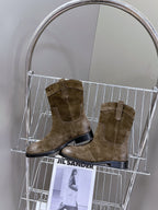 CELINE 25 cowboy boots dark brown suede 434412