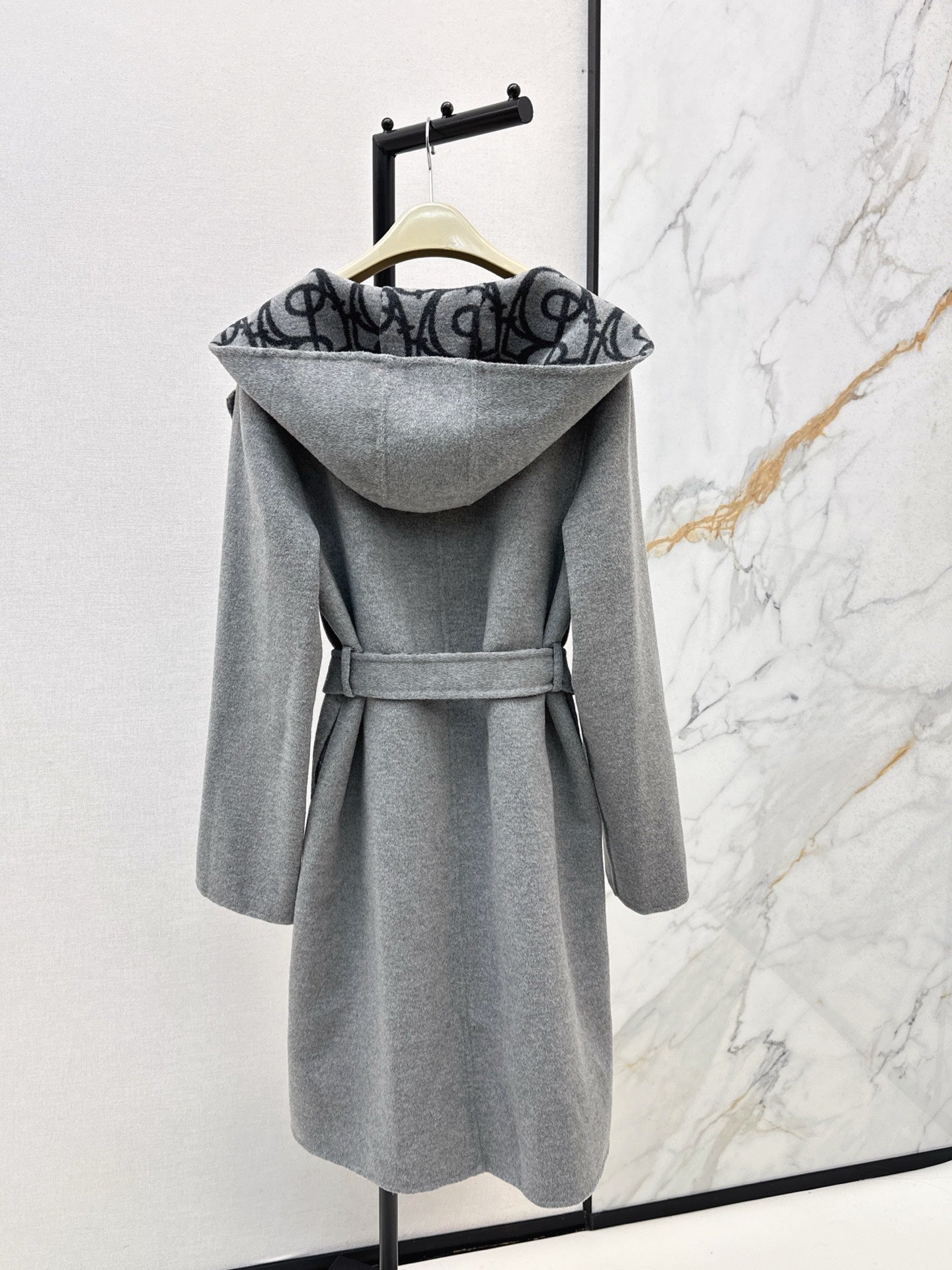 Burberry 25 Hooded Long Coat Gray Wool