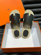 HM ANTIGUA ESPADRILLE SANDAL BLACK CALFSKIN