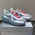 PRA AMERICA'S CUP SOFT RUBBER AND BIKE FABRIC SNEAKERS WHITE AND STEEL GREY