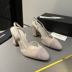 CC Slingback 95mm Light Beige Purple Suede