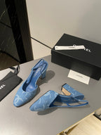 CC Slingback 95mm Light Blue Denim Fabric