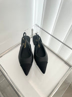 CC Slingback 15mm Black Lambskin And Denim Fabric