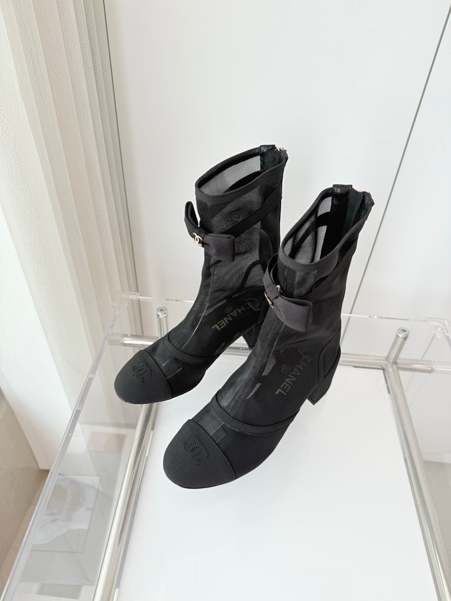 CC 25 Short Boot 55mm Black Mesh Fabric 411468