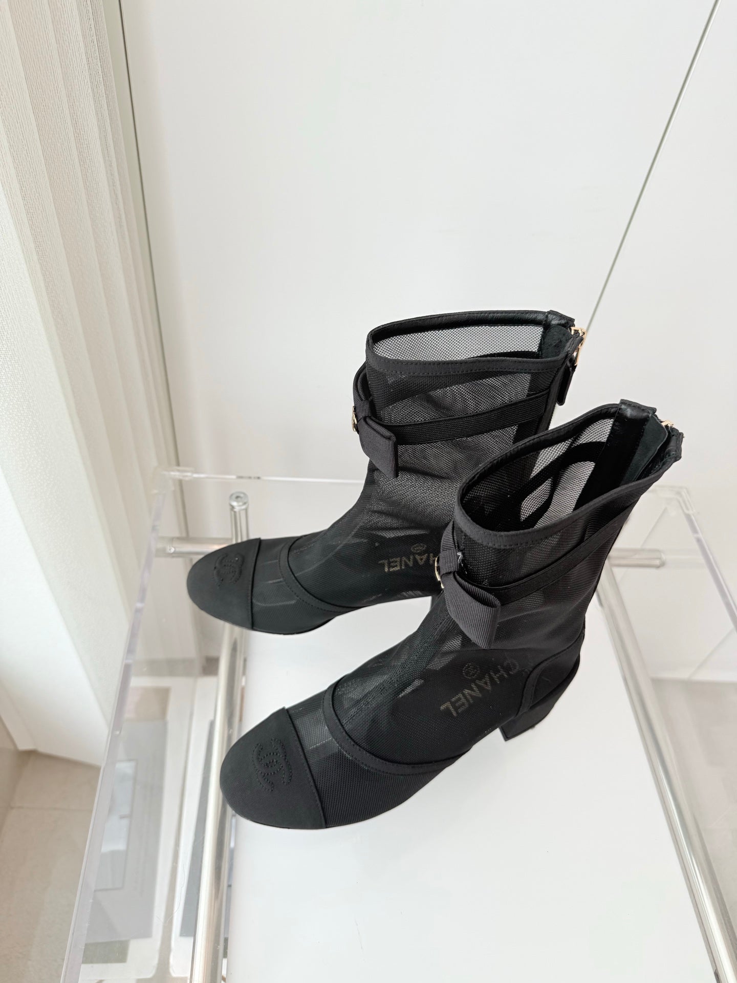 CC 25 Short Boot 55mm Black Mesh Fabric 411468