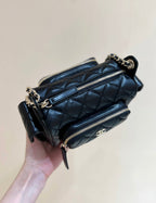 Chanel 24K Special Edition Camera Bag Black Sheepskin
