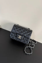 CC Flap Bag 17cm Black Sheepskin SHW 284824