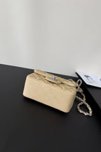 CC Flap Bag 17cm Beige Caviar SHW 284749