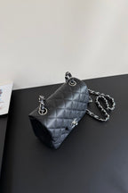 CC Flap Bag 17cm Black Caviar SHW 284755