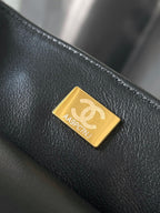 Chanel 25 Sequin Embroidered 21cm Bag Black Leather Sequins 286173