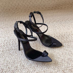 HIGH FLIP FLOPS SANDAL WITH STRAP IN BLACK SILK