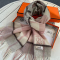 Scarf 180 CM In Light Grey White Mix Pink Caro Cashmere