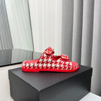 dad sandals red white mules
