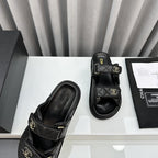 dad sandals black patent interwoven leather cc