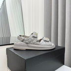 dad sandals grey patent lambskin