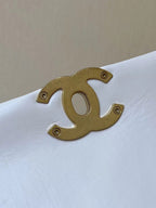 19 FLAP BAG 20 WHITE BODIN CALFSKIN GOLD HARDWARE
