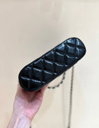 CC 24B AS5130 Small Shell Bag 20cm Black Polished Lambskin