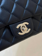 CC 24K Mini Flap Bag 18cm Black Lambskin Silver Hardware