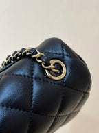 CC 24K Mini Flap Bag 18cm Black Lambskin Light Gold Hardware