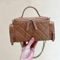 CC 24K Handle Camera Bag 23cm Brown Lambskin Light GHW