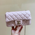 CC 24K Mini Flap Bag 18cm Light Pink Lambskin Gold Hardware