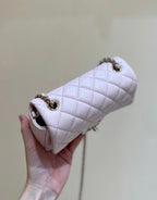 CC 24K Mini Flap Bag 18cm Light Pink Lambskin Gold Hardware