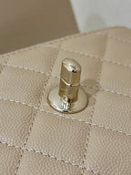 CC 24K Coco Hanle Nano 18cm Beige Grained Calfskin Gold Hardware