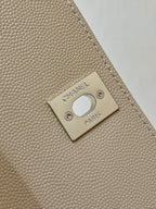 CC 24K Coco Hanle Nano 18cm Beige Grained Calfskin Gold Hardware