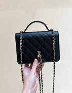 25C Mini Woc 18cm Black Grained Calfskin Gold Hardware