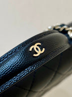 25C Mini Woc 18cm Black Grained Calfskin Gold Hardware