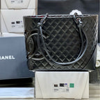 CC Cambon Tote 30cm Black Quilted Calfsin