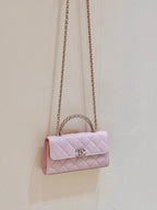 CC 25S Kelly Bag Top Handle 18cm Pink Grained Calfskin