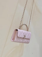CC 25S Kelly Bag Top Handle 18cm Pink Grained Calfskin