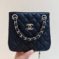CC 2025 Mini Tote Bag Black Calfskin 346305