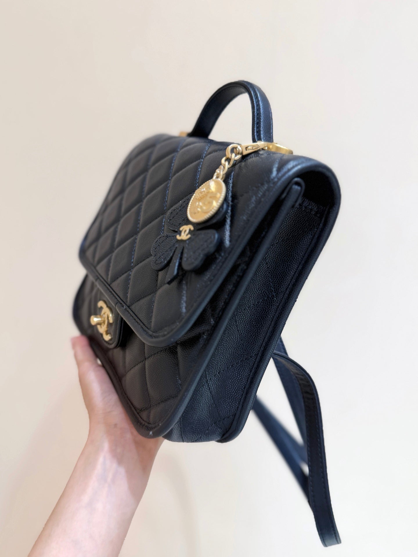 CC 25s Backpack 22 black calfskin