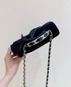 Chanel 2025 Flap Bag With Bow cm Black Velvet 345991