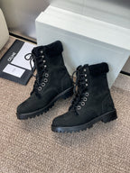 CELINE Ankle Boots Black Suede Lambswool 433387