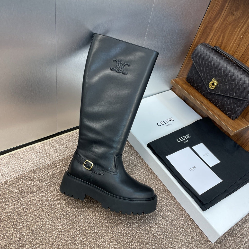 CELINE 25 high boots black calfskin 433394