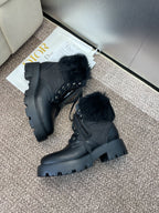 CD ankle boots black leather mix wool 433137